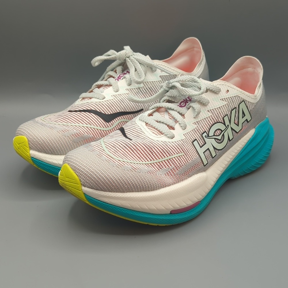 HOKA ONE MACH X 2 Women's Size 9B 1155120 FCO Running Shoes Frost/Electric Aqua